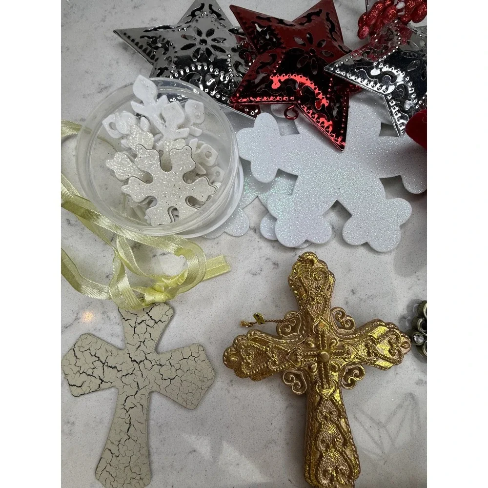 Lot of Christmas Ornaments Cross Snowflake Star Tree‎ Charms Holiday Decor